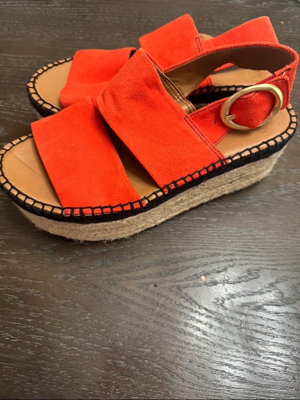 SARTO By Franco Sarto Orange Suede Espadrille Platform Sandal